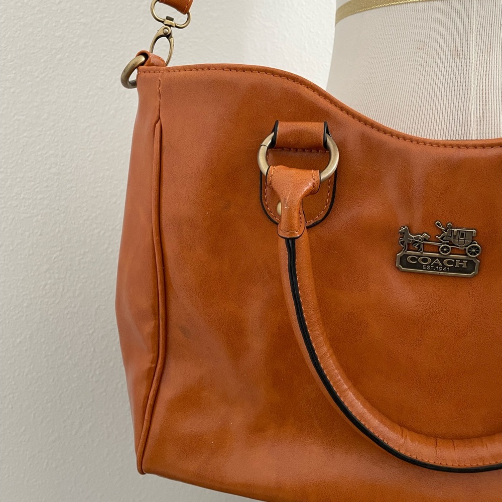 Coach Brown Leather Town Tote Satchel Bag - Picture 5 of 12